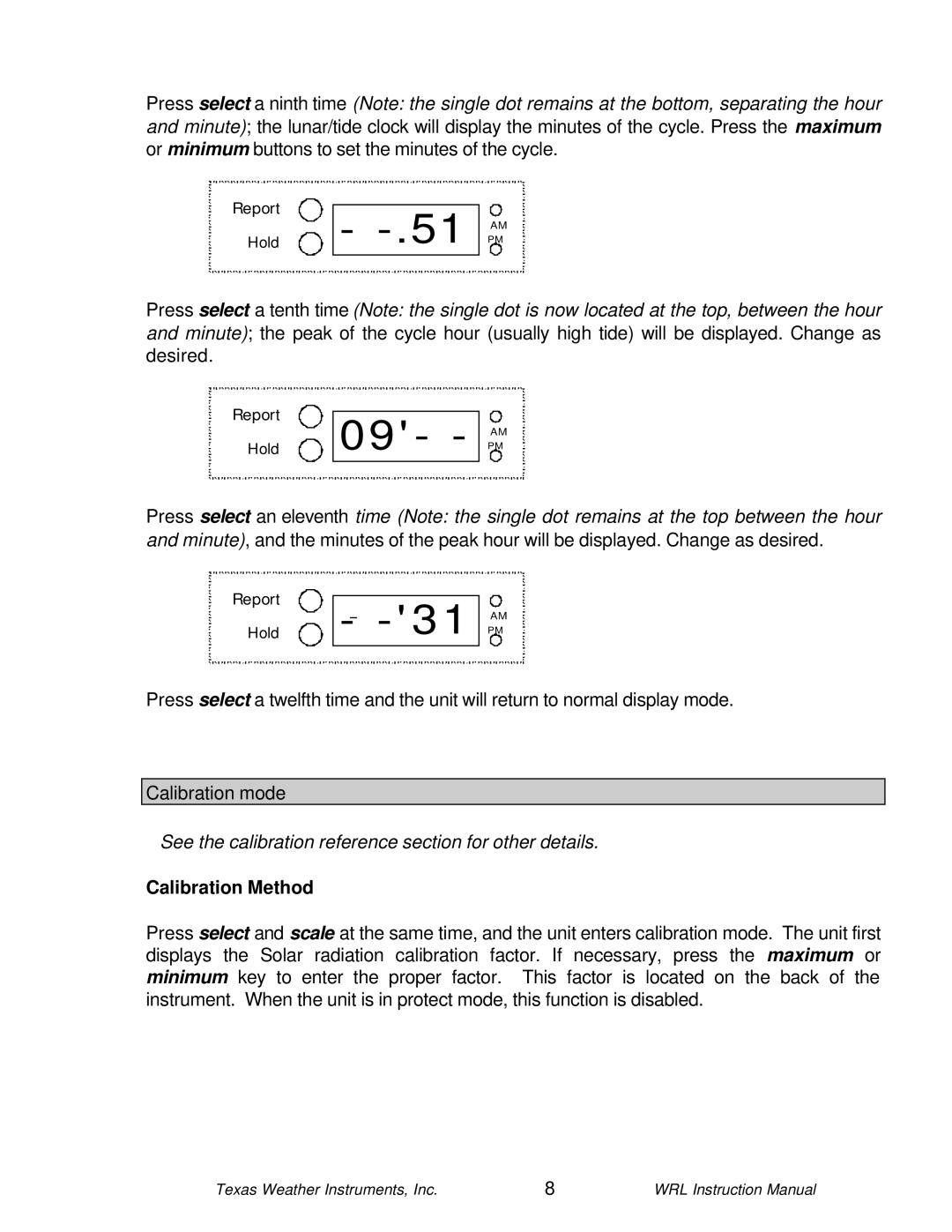 Texas Instruments WRL-10 instruction manual 51 PM, Hold - 3, Calibration Method 