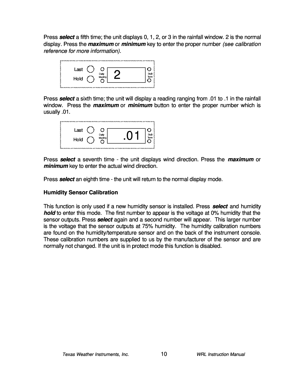Texas Instruments WRL-10 instruction manual Humidity Sensor Calibration 