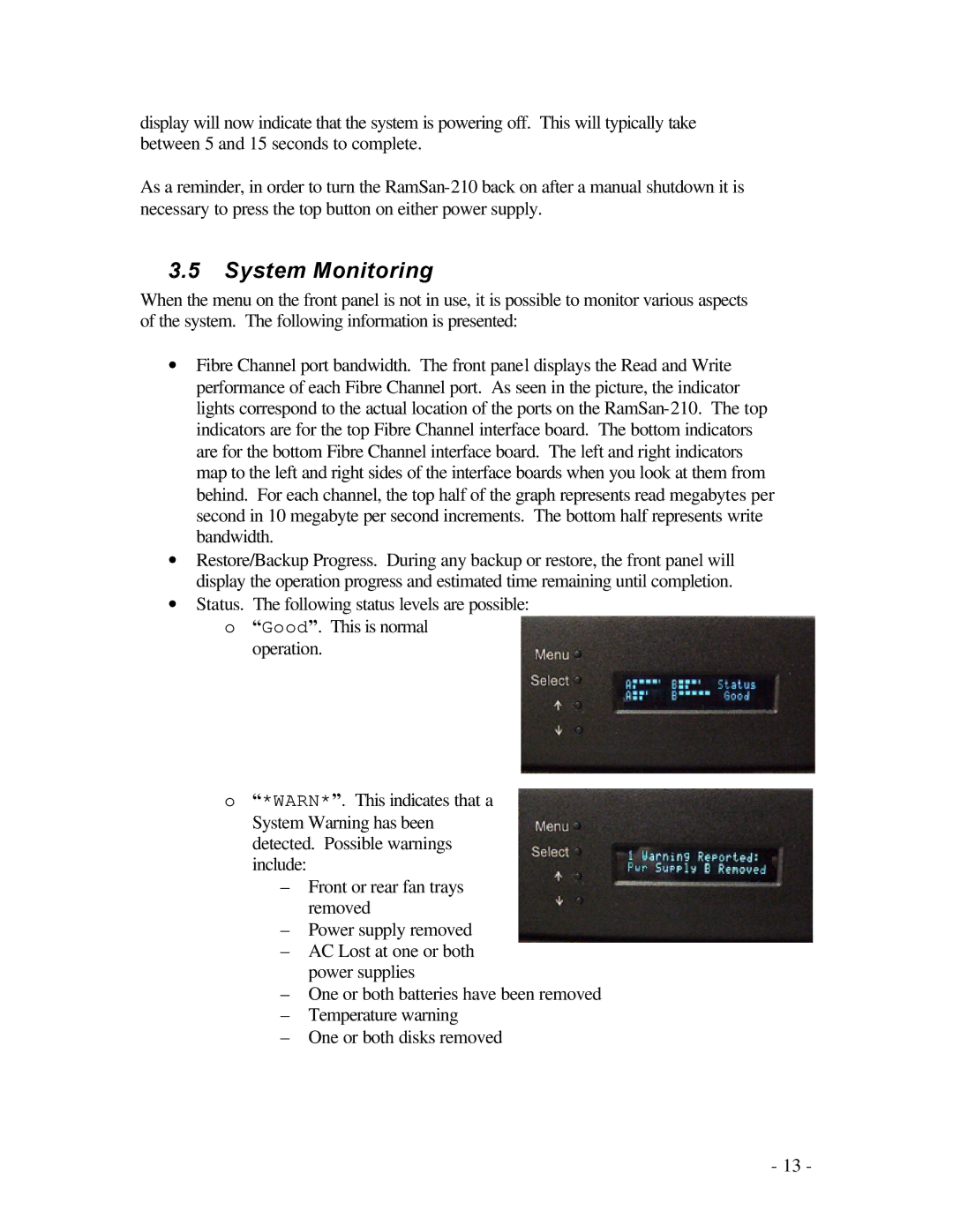 Texas Memory Systems RamSam-210 user manual System Monitoring 