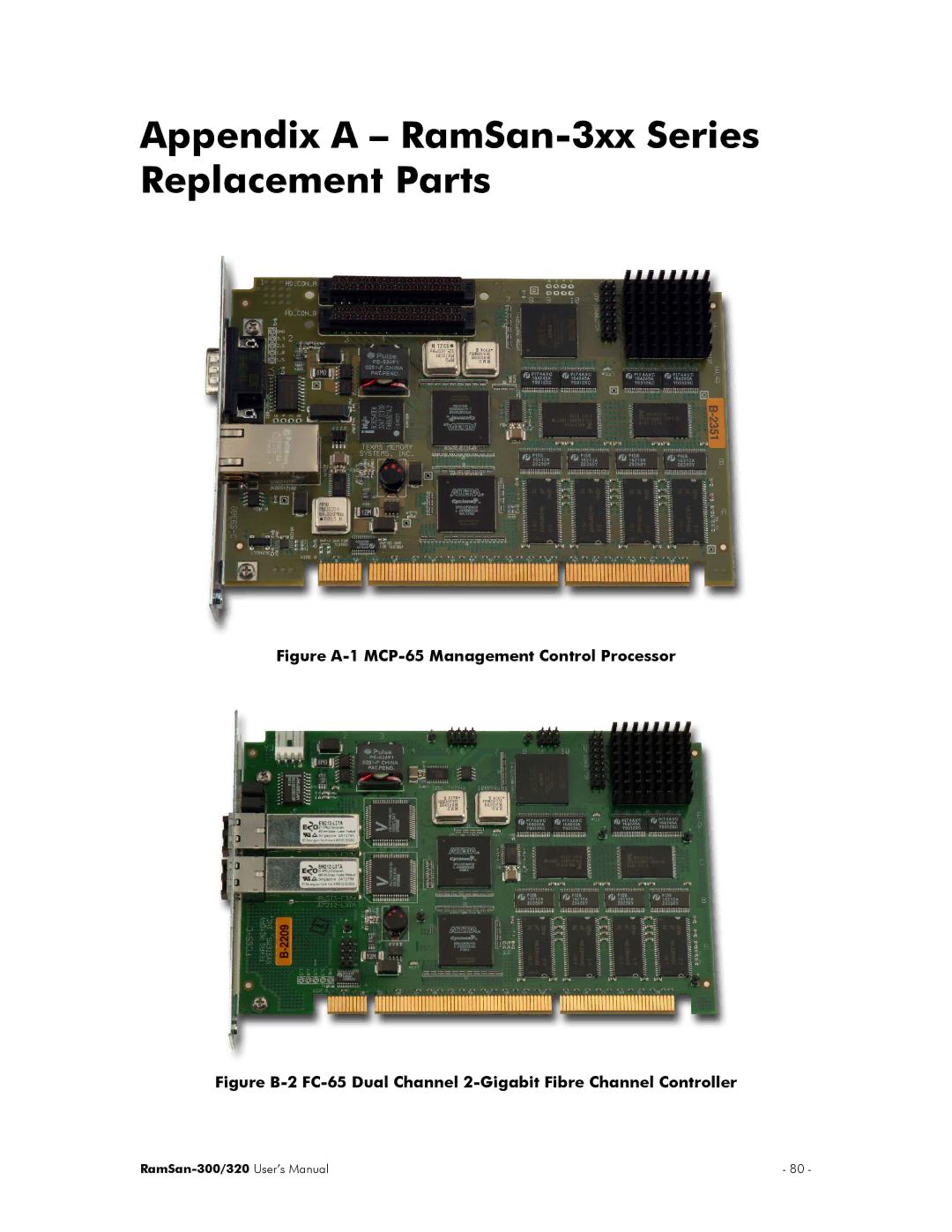 Texas Memory Systems RamSan-300/320 manual Appendix a RamSan-3xx Series Replacement Parts 