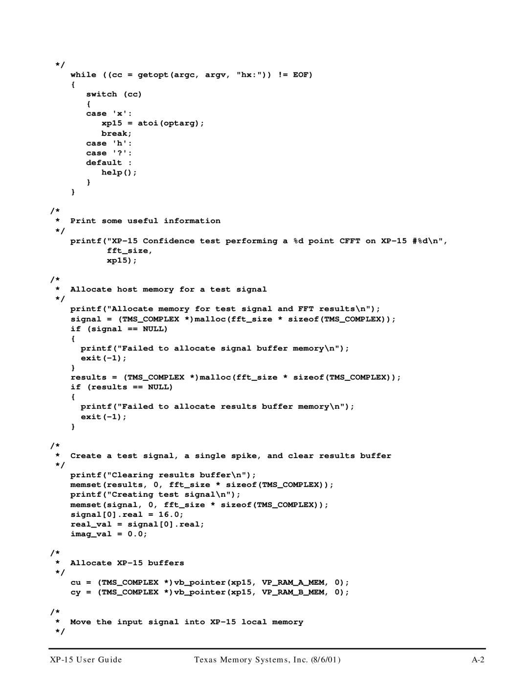 Texas Memory Systems manual XP-15 User Guide Texas Memory Systems, Inc /6/01 