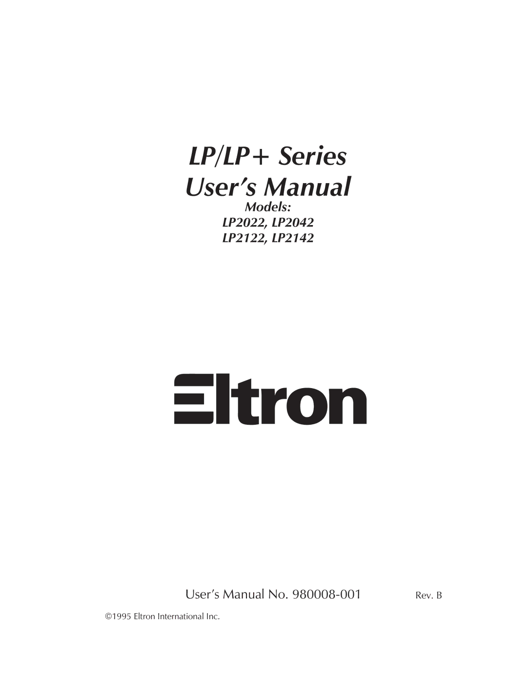 The Eltron Company user manual LP/LP+ Series User’s Manual, Models LP2022, LP2042 LP2122, LP2142 