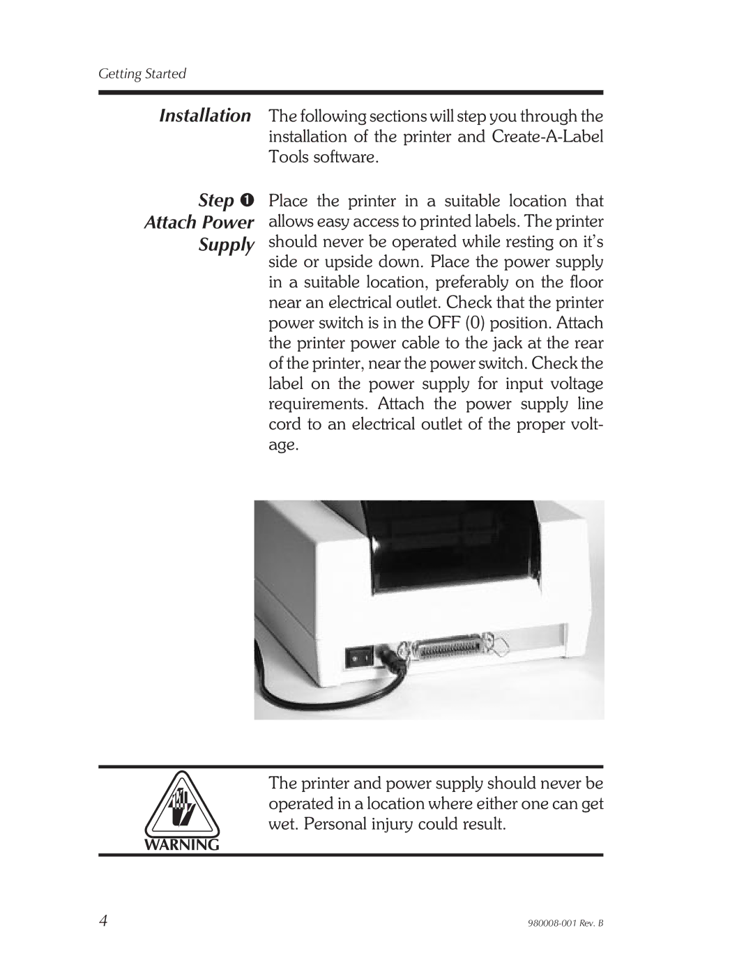 The Eltron Company LP2042, LP2142, LP2122, LP2022 user manual Step ➊ Attach Power Supply 