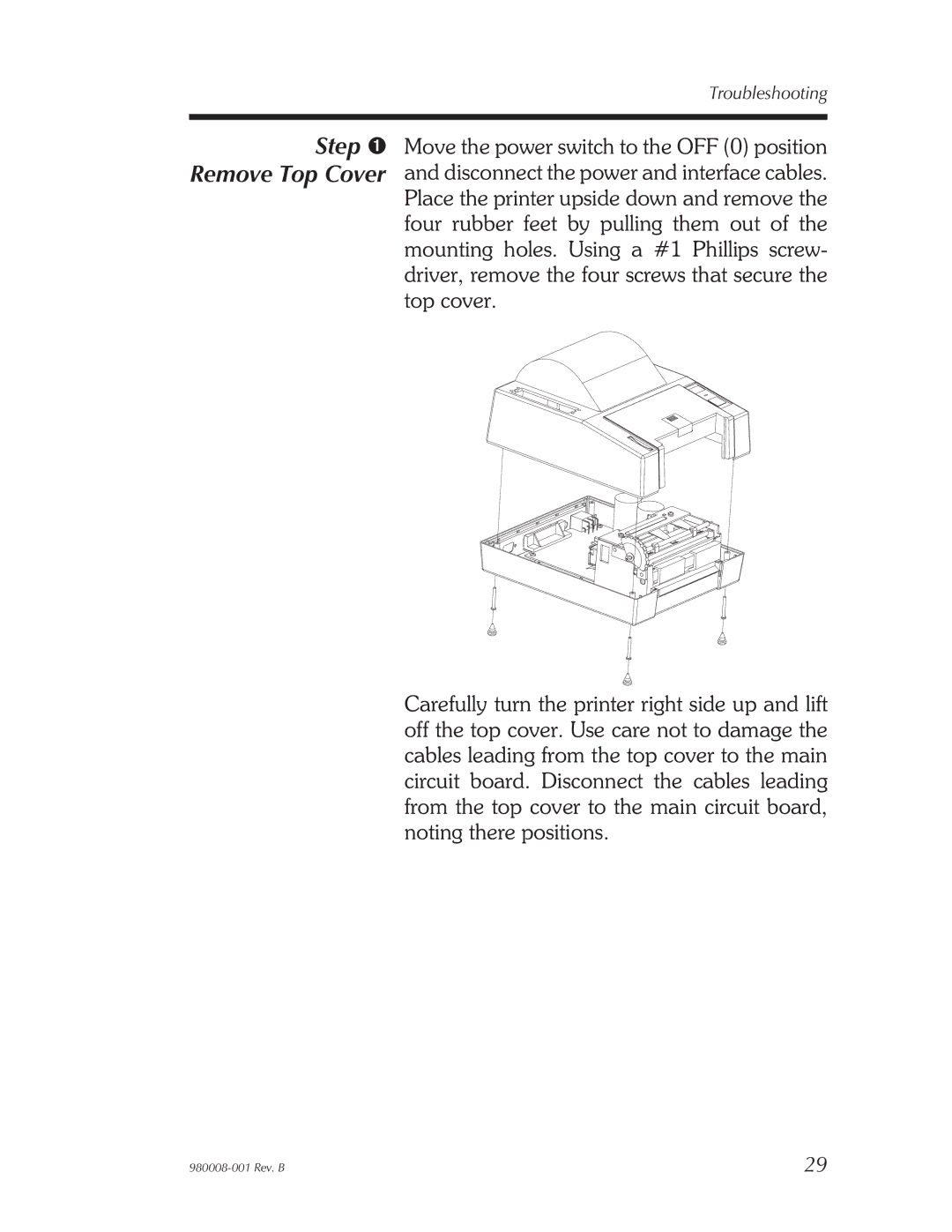 The Eltron Company LP2022, LP2142, LP2122, LP2042 user manual Step ➊ Remove Top Cover 