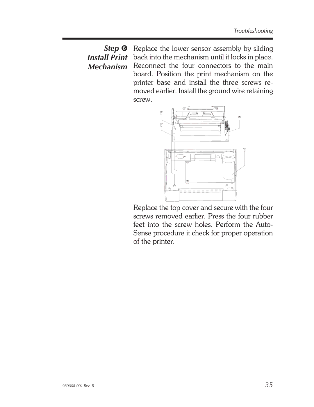 The Eltron Company LP2122, LP2142, LP2042, LP2022 user manual Step ➏ Install Print Mechanism 