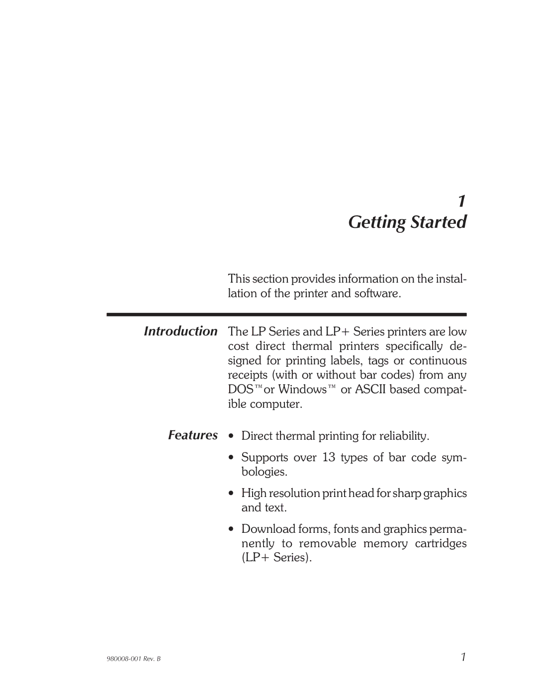 The Eltron Company LP2022, LP2142, LP2122, LP2042 user manual Getting Started 