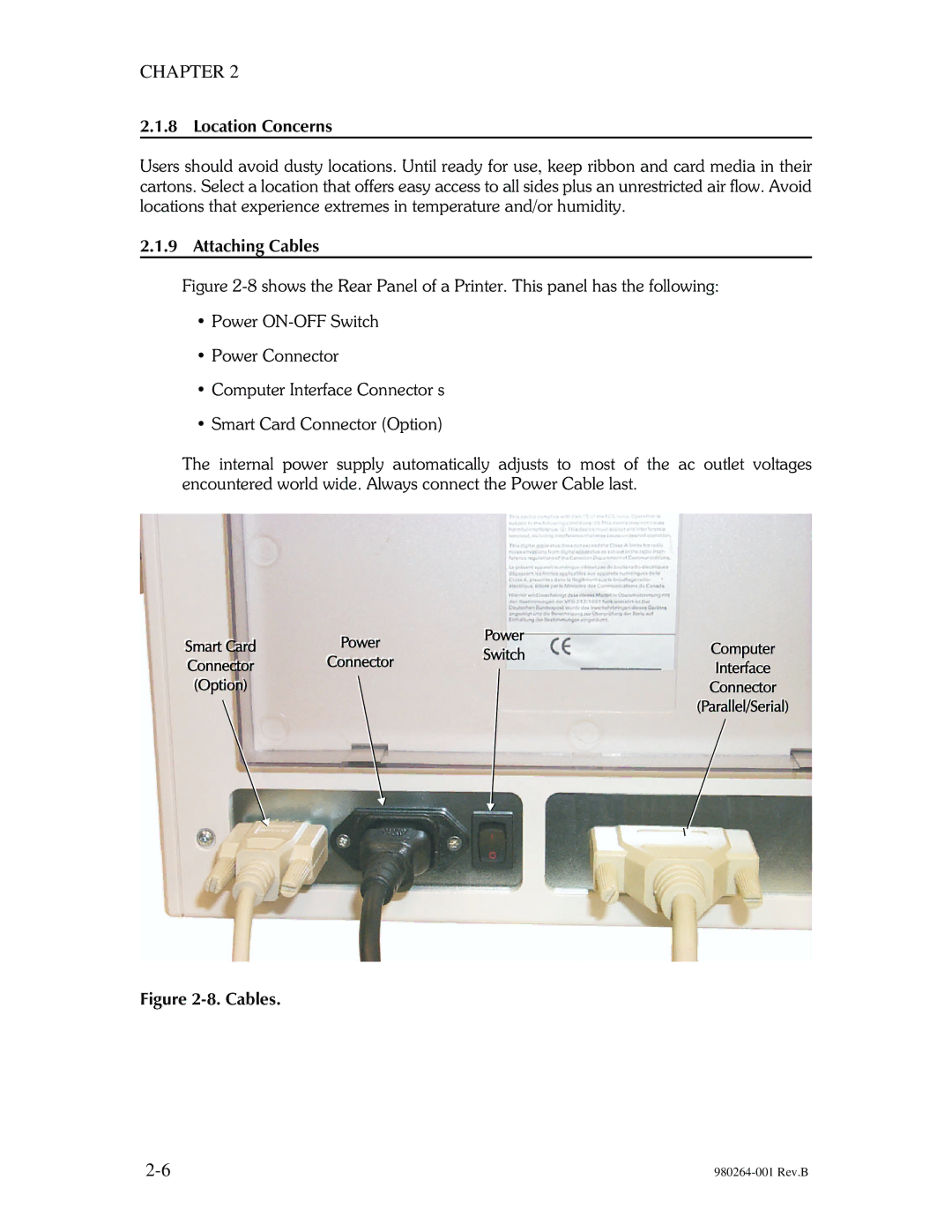 The Eltron Company P310 manual Location Concerns, Attaching Cables 