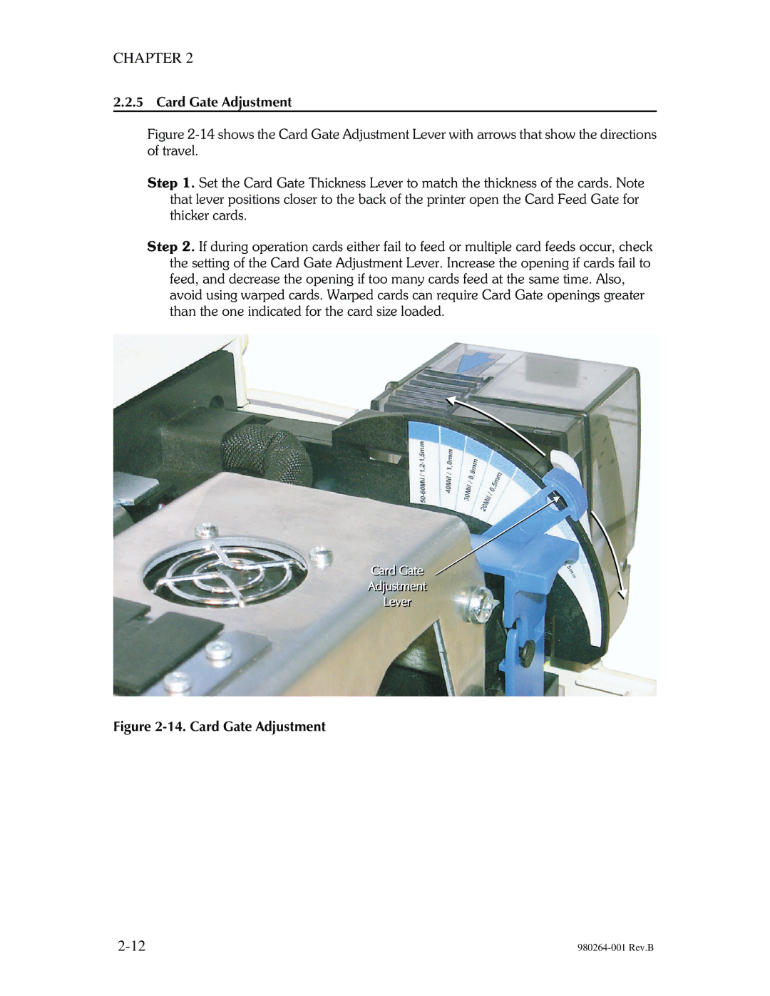 The Eltron Company P310 manual Card Gate Adjustment 