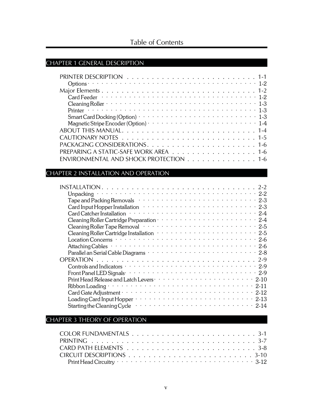 The Eltron Company P310 manual Table of Contents 