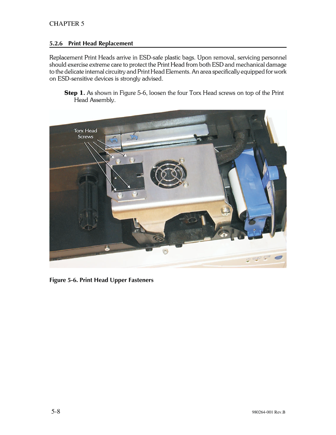 The Eltron Company P310 manual Print Head Replacement, Print Head Upper Fasteners 