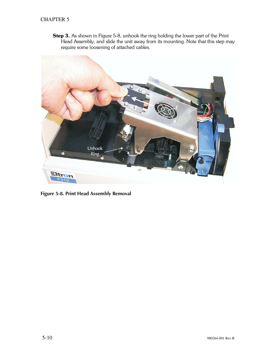 The Eltron Company P310 manual Print Head Assembly Removal 