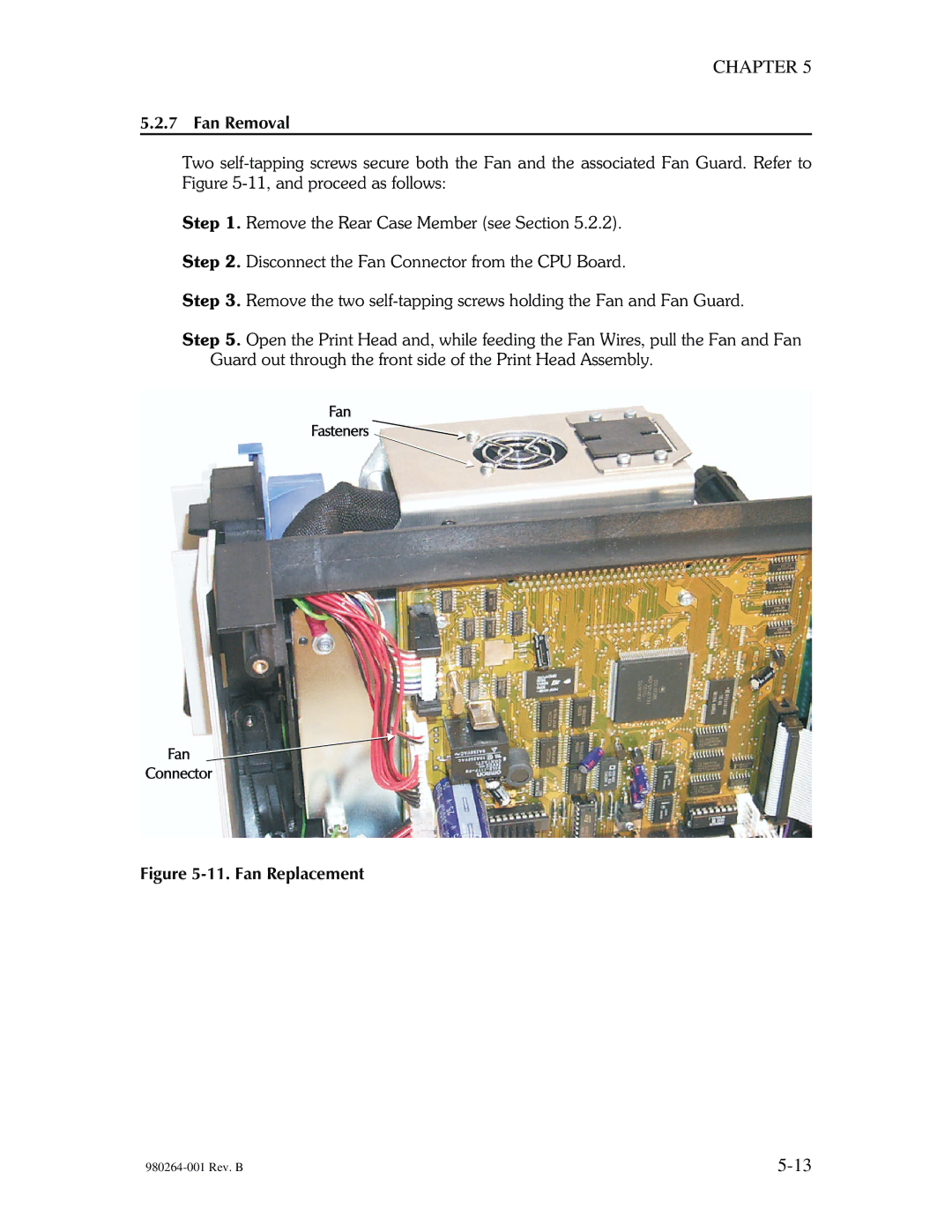 The Eltron Company P310 manual Fan Removal, Fan Replacement 