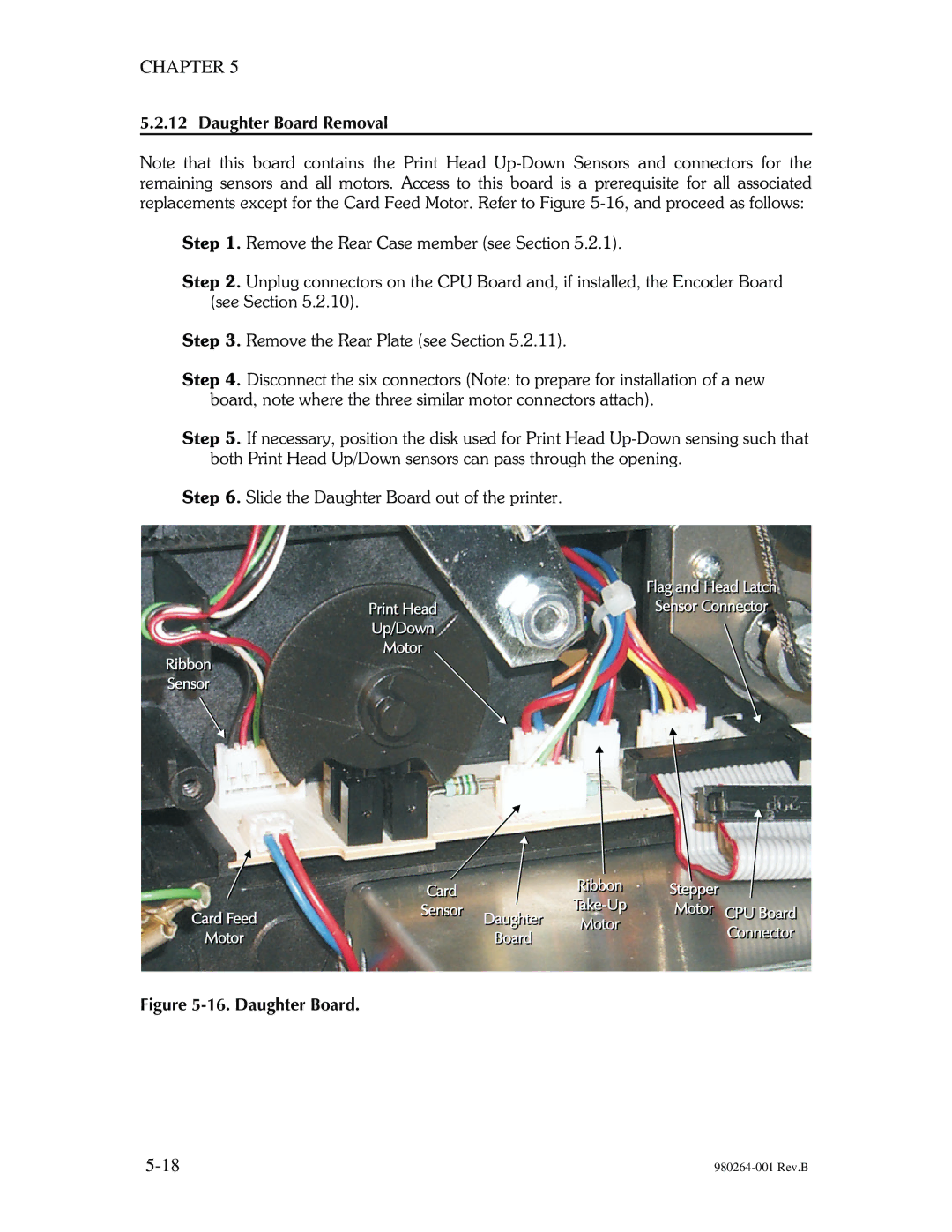 The Eltron Company P310 manual Daughter Board Removal 