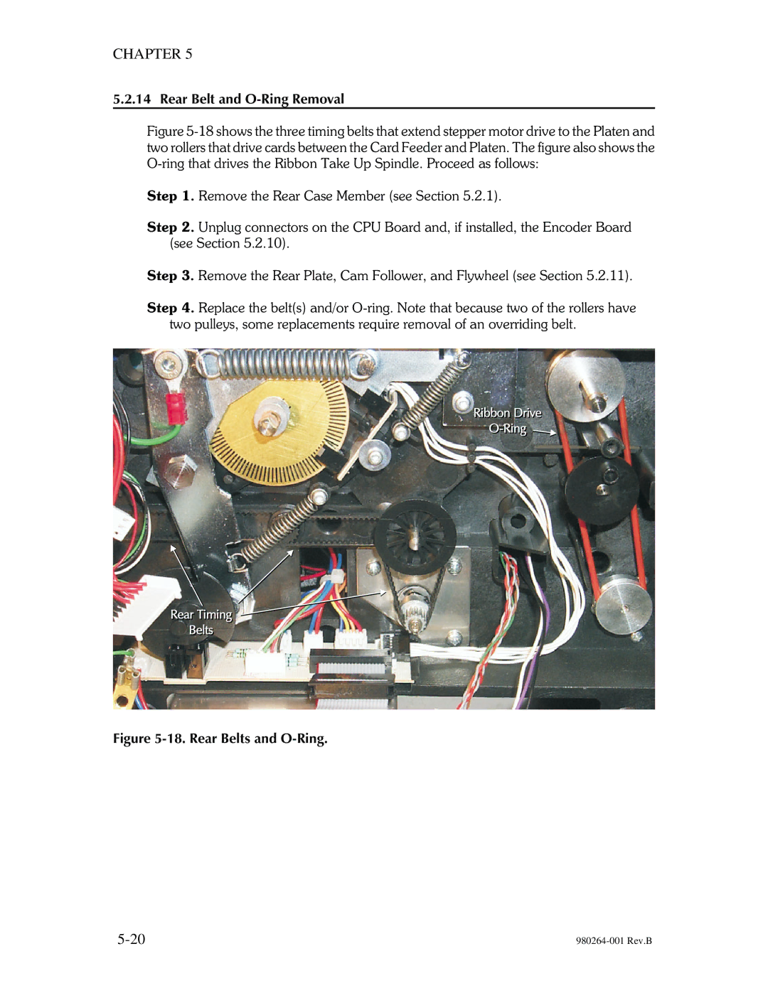 The Eltron Company P310 manual Rear Belt and O-Ring Removal, Rear Belts and O-Ring 