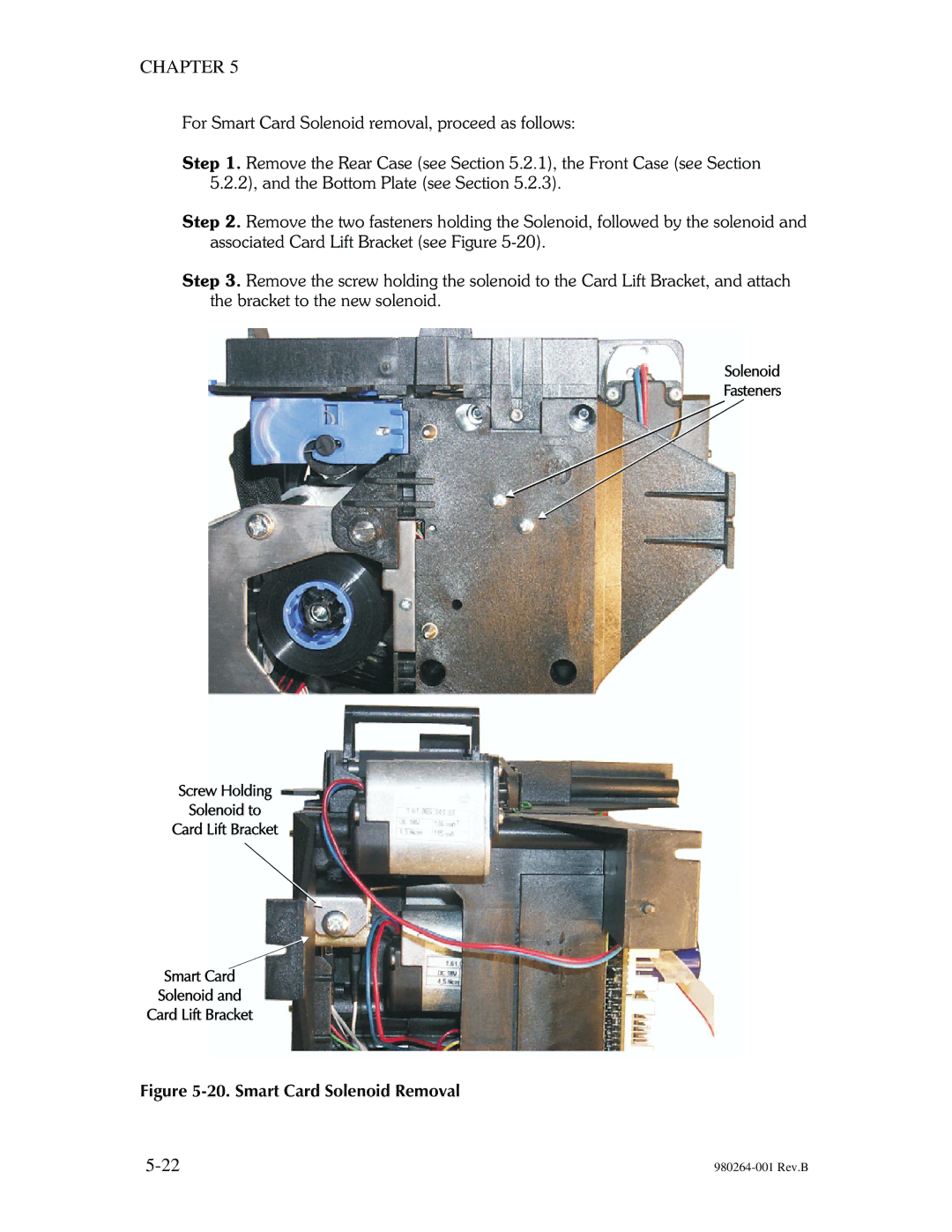 The Eltron Company P310 manual Smart Card Solenoid Removal 