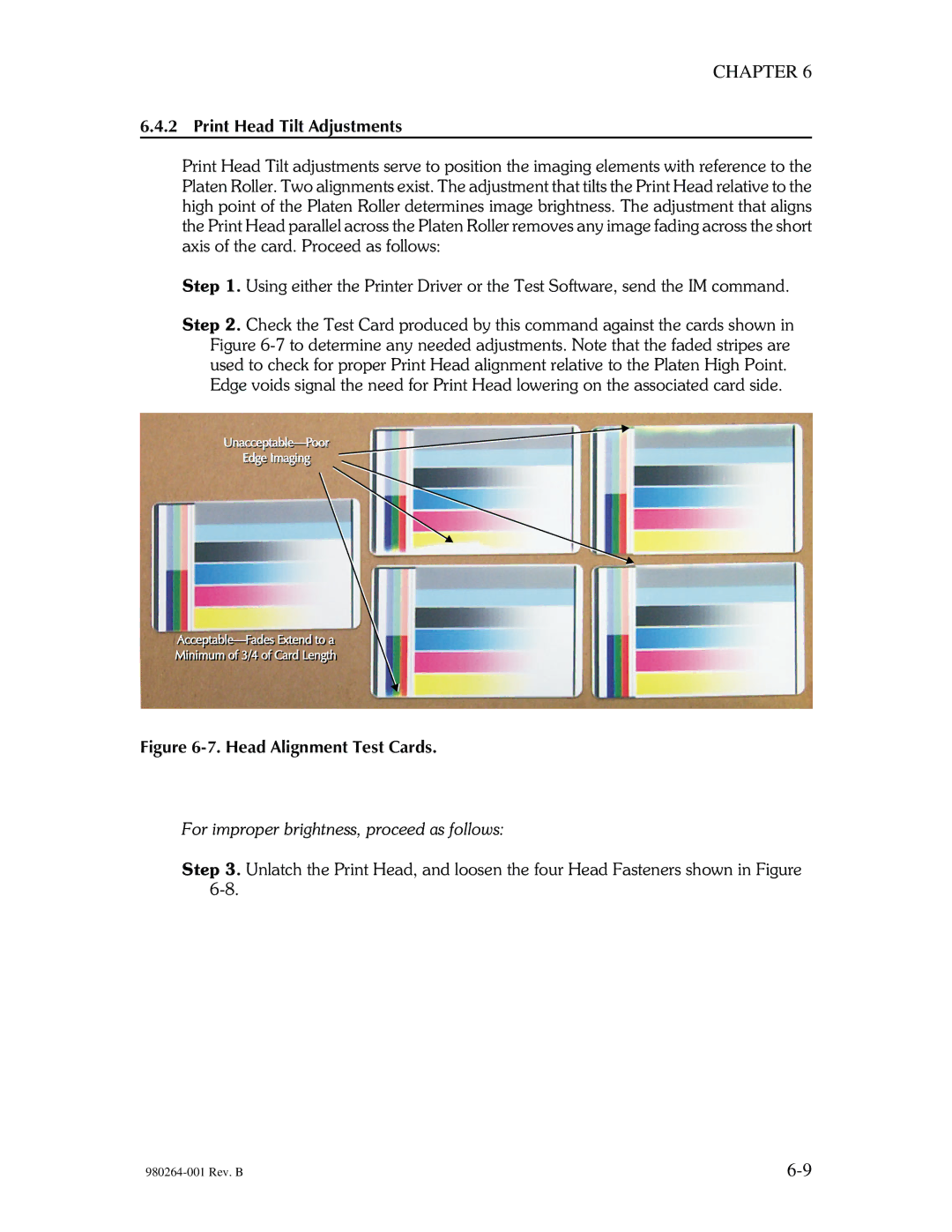 The Eltron Company P310 manual Print Head Tilt Adjustments, Head Alignment Test Cards 