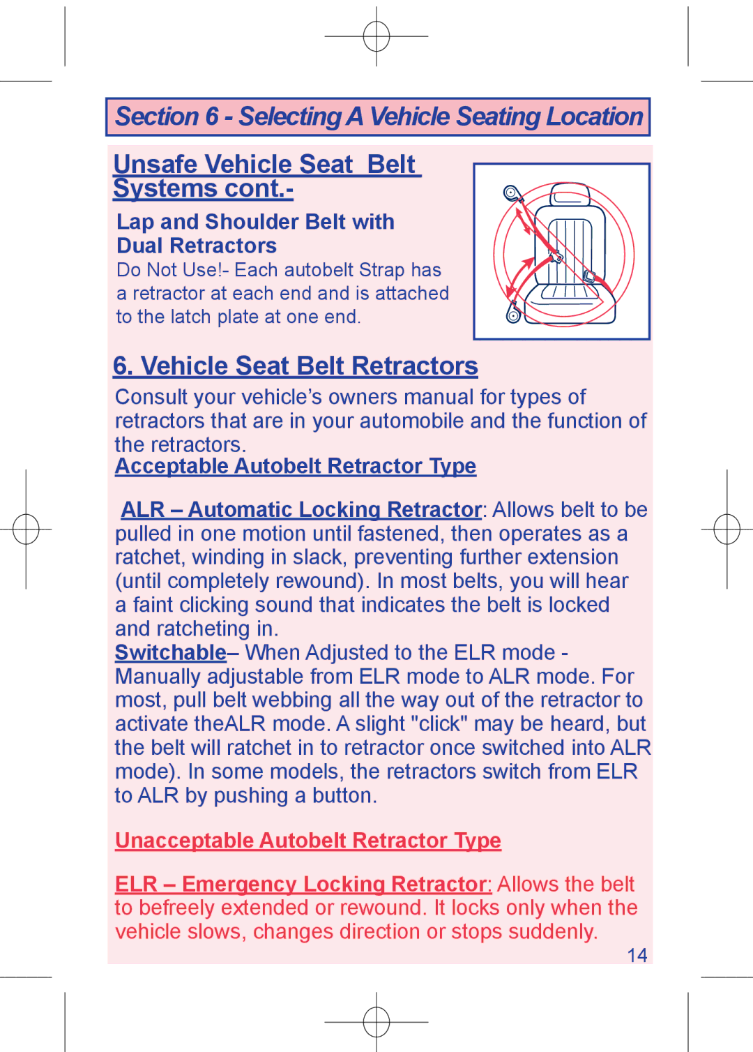 The First Years 1450 manual Unsafe Vehicle Seat Belt Systems 