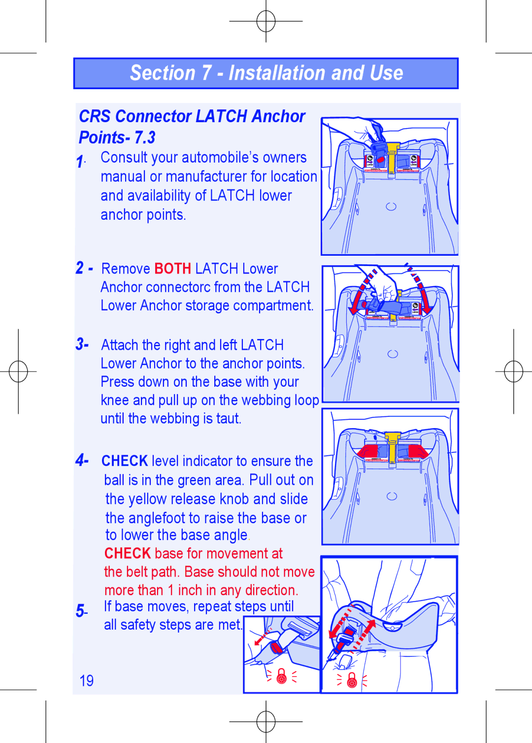 The First Years 1450 manual CRS Connector Latch Anchor Points, Anchor points 