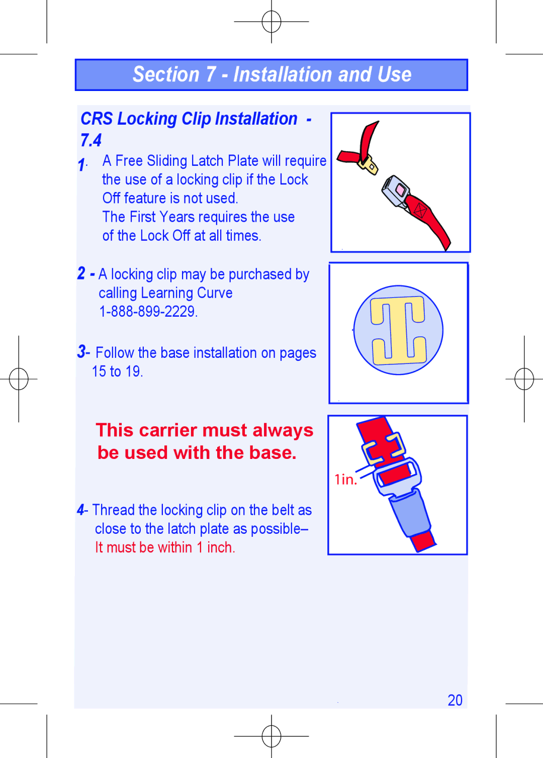 The First Years 1450 manual CRS Locking Clip Installation 