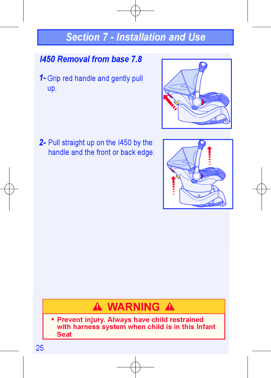 The First Years 1450 manual I450 Removal from base, Grip red handle and gently pull up 