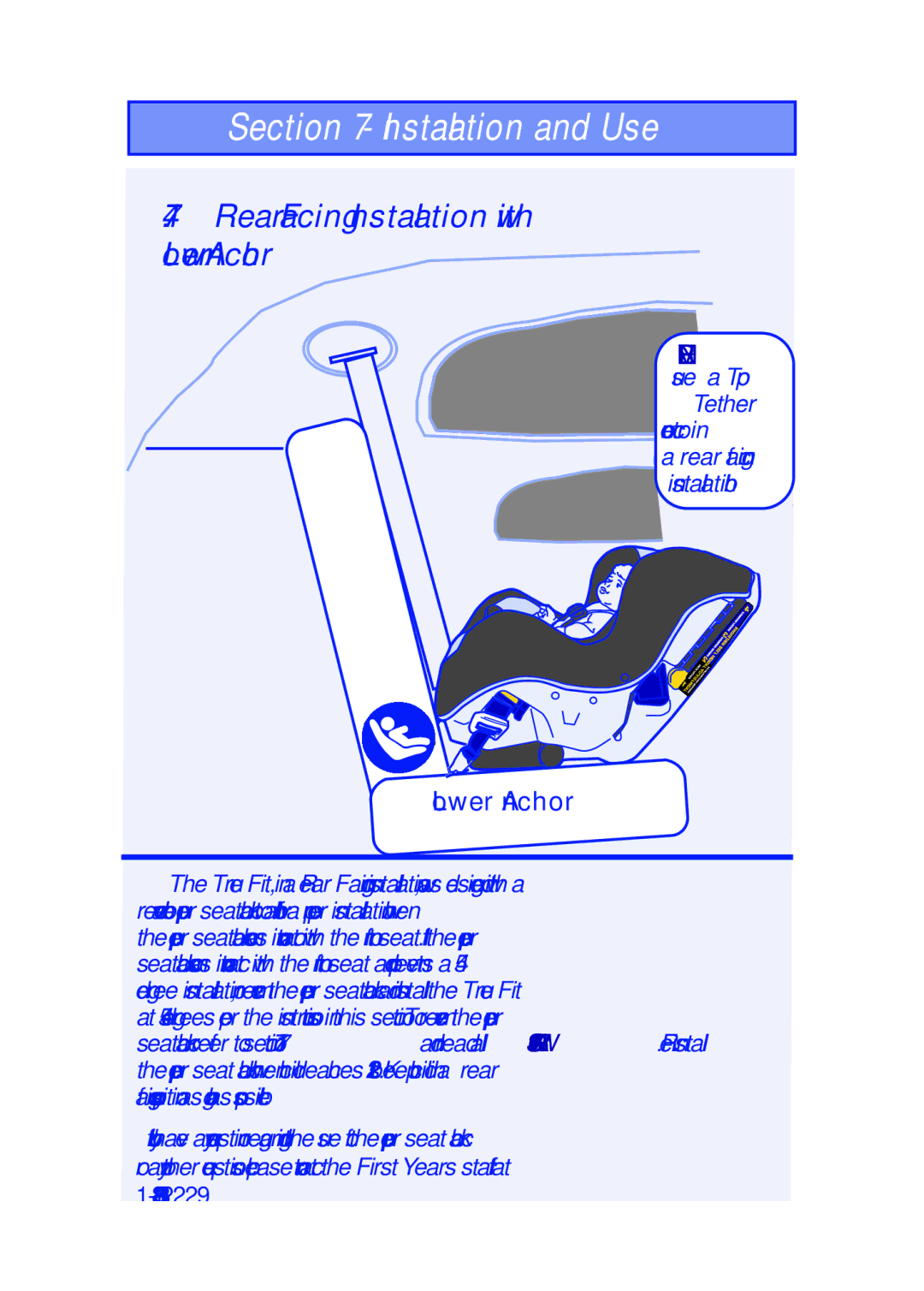 The First Years 630 manual Rear Facing Installation with Lower Anchor 