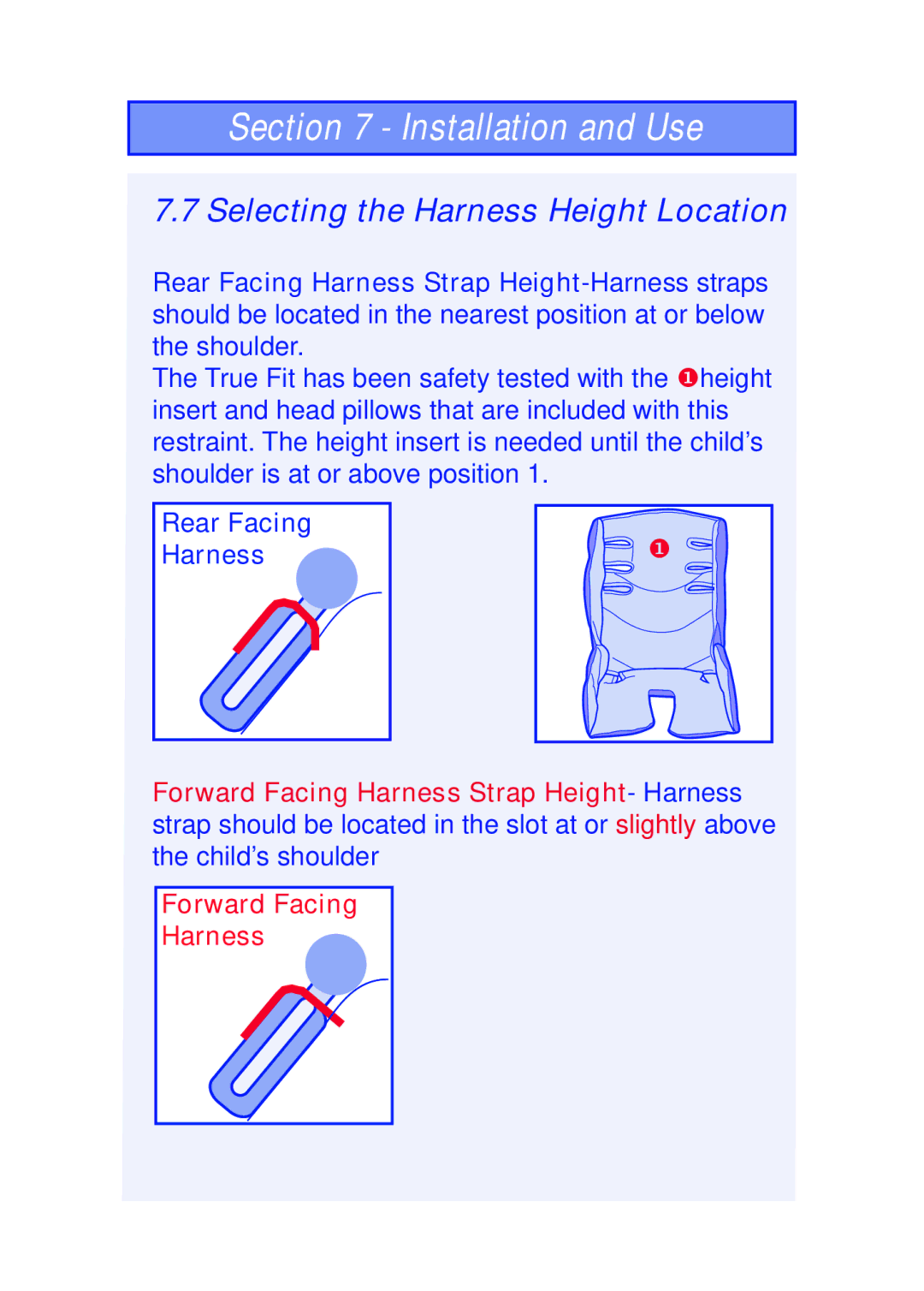 The First Years 630 manual Selecting the Harness Height Location 