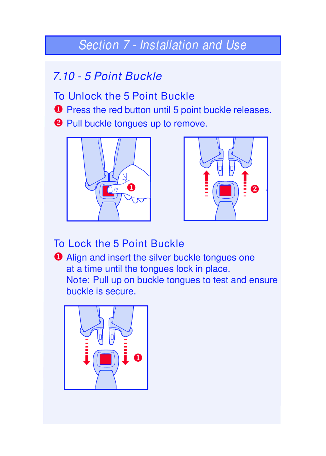 The First Years 630 manual 10 5 Point Buckle, To Lock the 5 Point Buckle 