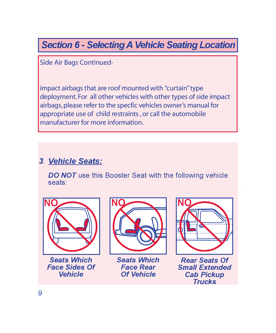 The First Years B500, B505 manual Nono no, Vehicle Seats 