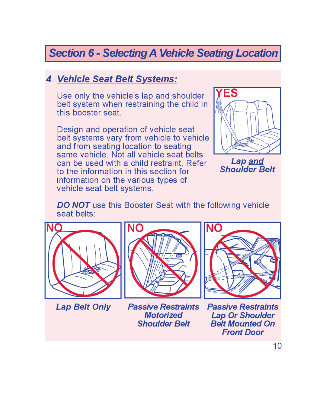 The First Years B505, B500 manual Vehicle Seat Belt Systems 