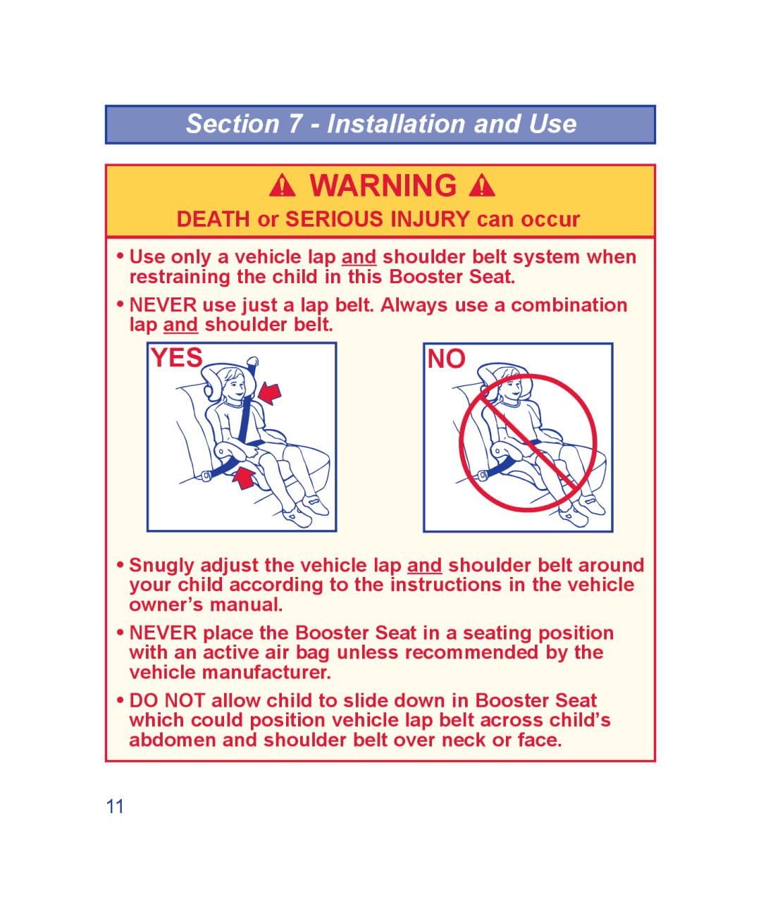 The First Years B500, B505 manual Installation and Use, YES no 