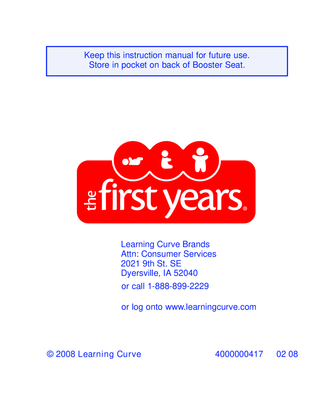 The First Years B500, B505 manual Learning Curve 4000000417 02 