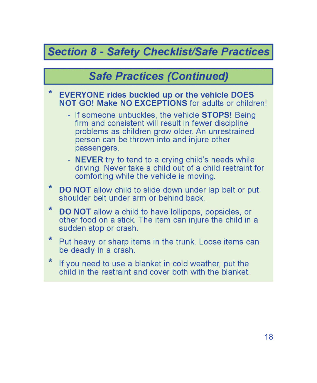 The First Years B540, B530 manual Safety Checklist/Safe Practices 