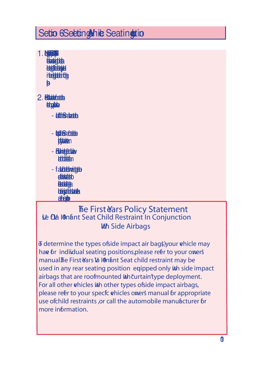 The First Years I440 manual First Years Policy Statement 