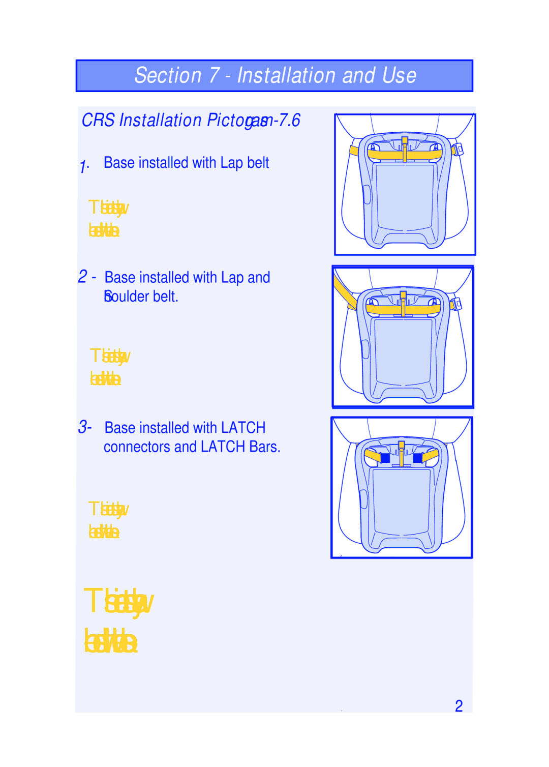 The First Years I440 manual This carrier must always be used with the base, CRS Installation Pictograms 