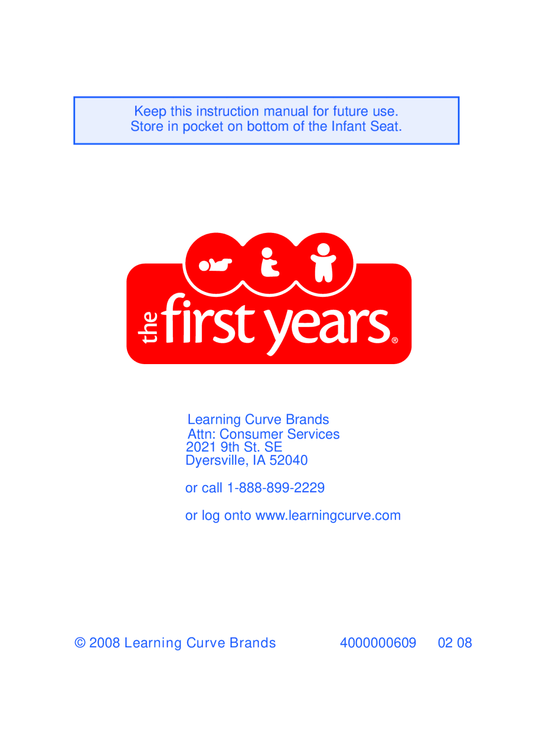 The First Years I440 manual Learning Curve Brands 4000000609 02 