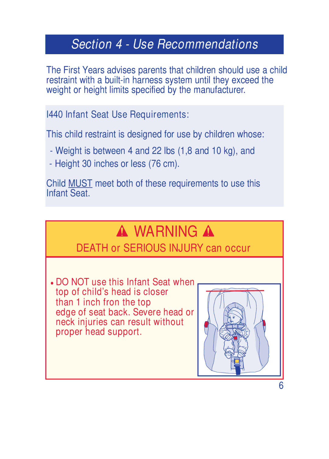 The First Years I440 manual Use Recommendations 