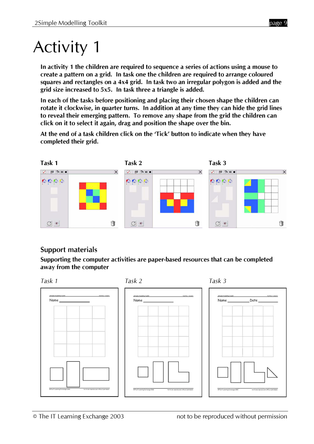 The Learning Company MOD_UG_2.0.0_005 manual Activity, Support materials 