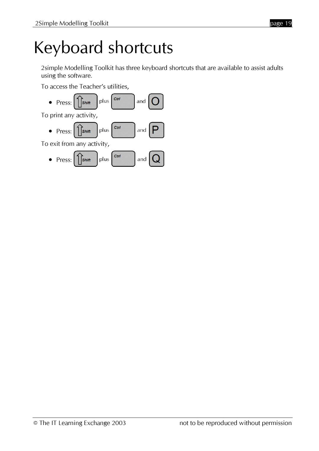 The Learning Company MOD_UG_2.0.0_005 manual Keyboard shortcuts 