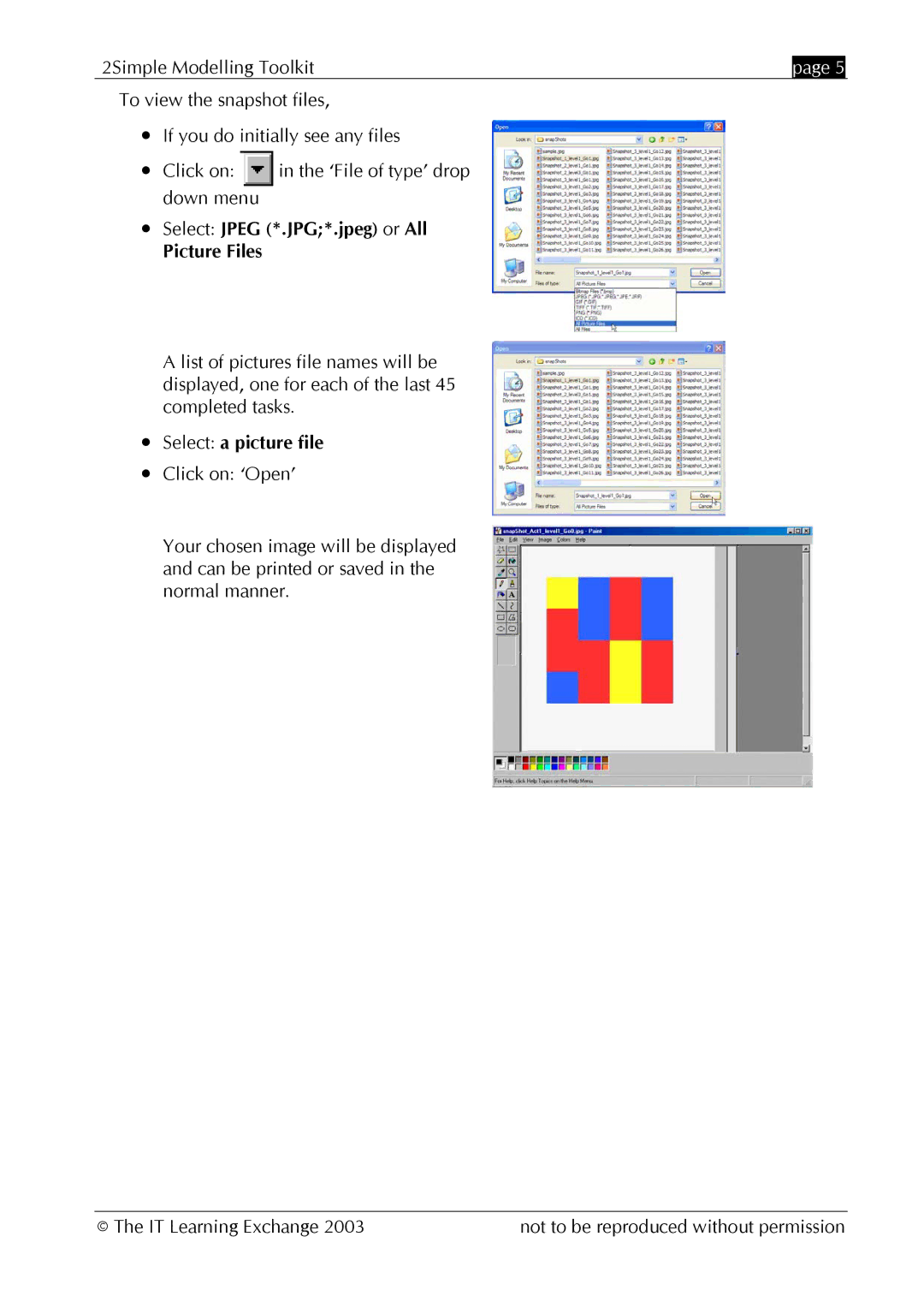 The Learning Company MOD_UG_2.0.0_005 manual Select Jpeg *.JPG*.jpeg or All Picture Files 