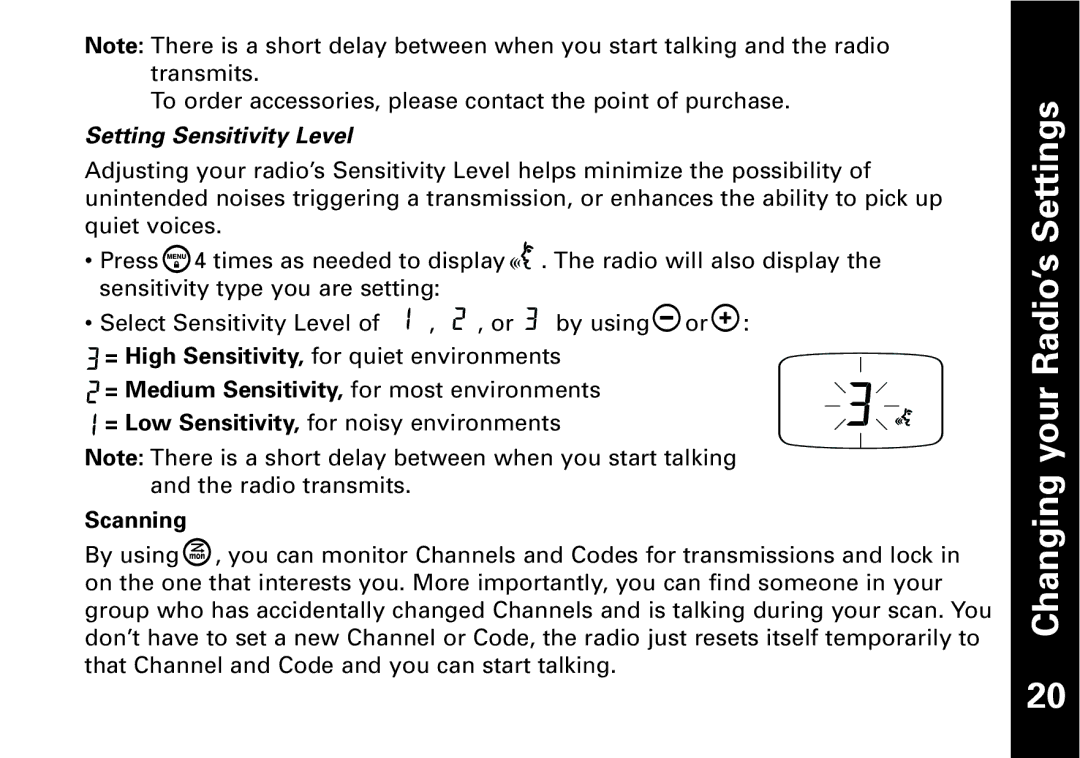 The Lenbrook Group T7100, T7150 manual Setting Sensitivity Level, = Medium Sensitivity, for most environments, Scanning 