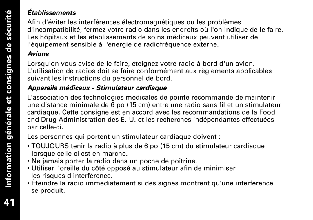 The Lenbrook Group T7150, T7100 manual Établissements, Avions, Appareils médicaux Stimulateur cardiaque 