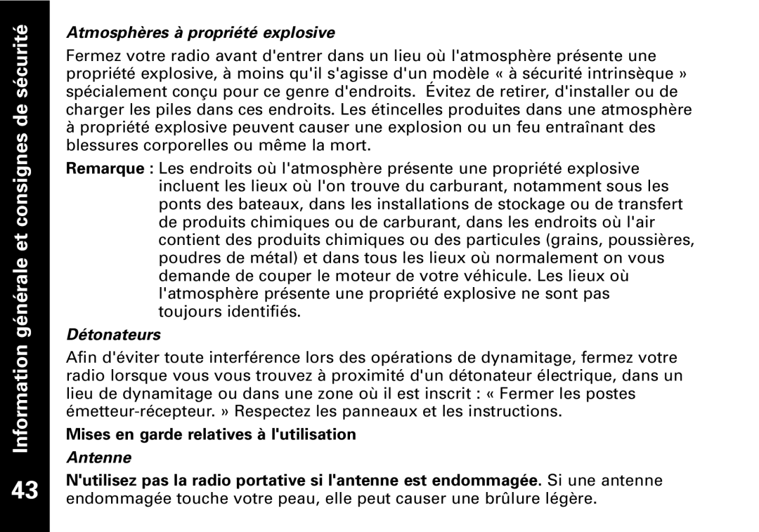 The Lenbrook Group T7150, T7100 Atmosphères à propriété explosive, Détonateurs, Mises en garde relatives à lutilisation 