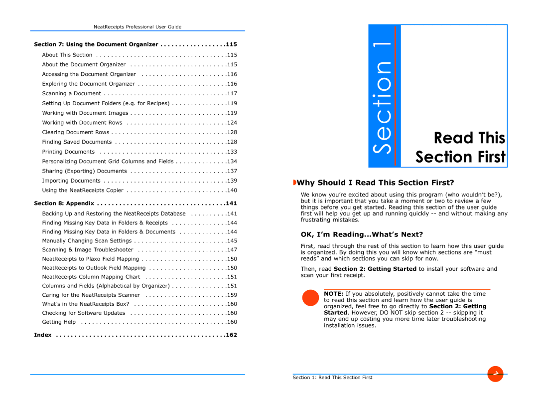 The Neat Company 315 Why Should I Read This Section First?, OK, I’m Reading...What’s Next?, Using the Document Organizer 