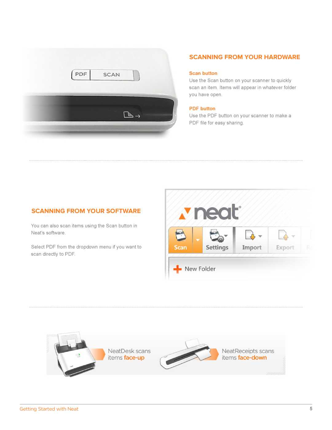 The Neat Company 3325, 698, 322 manual Scanning from Your Hardware, Scanning from Your Software 