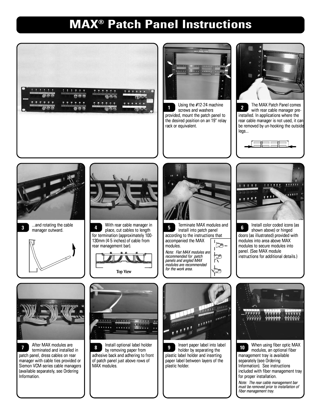 The Siemon Company manual MAX Patch Panel Instructions 