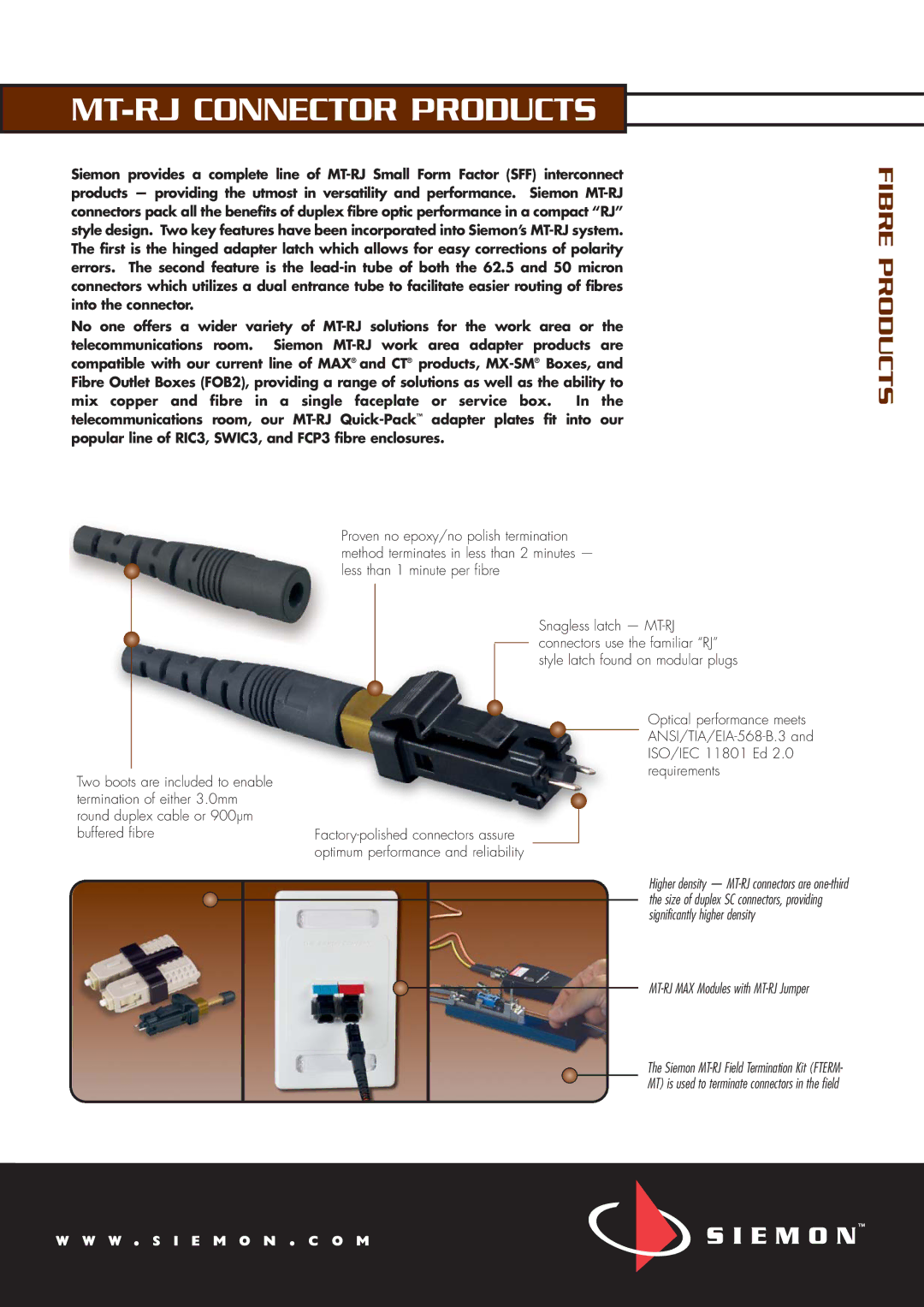 The Siemon Company manual MT-RJ Connector Products 