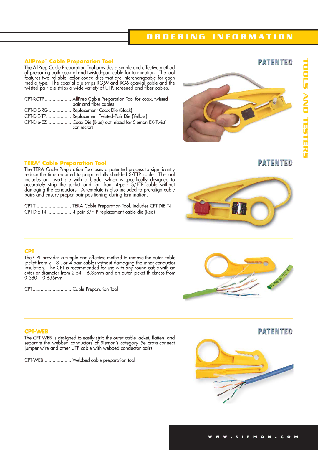 The Siemon Company S110, S210 manual AllPrep Cable Preparation Tool, Tera Cable Preparation Tool, Cpt-T 