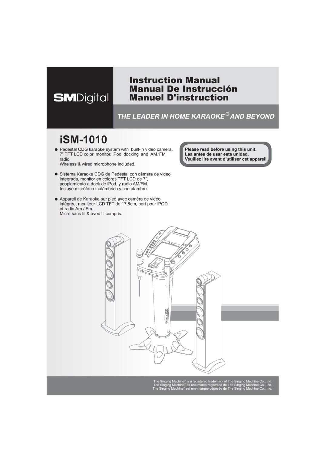 The Singing Machine iSM-1010 manual ISM-1010 