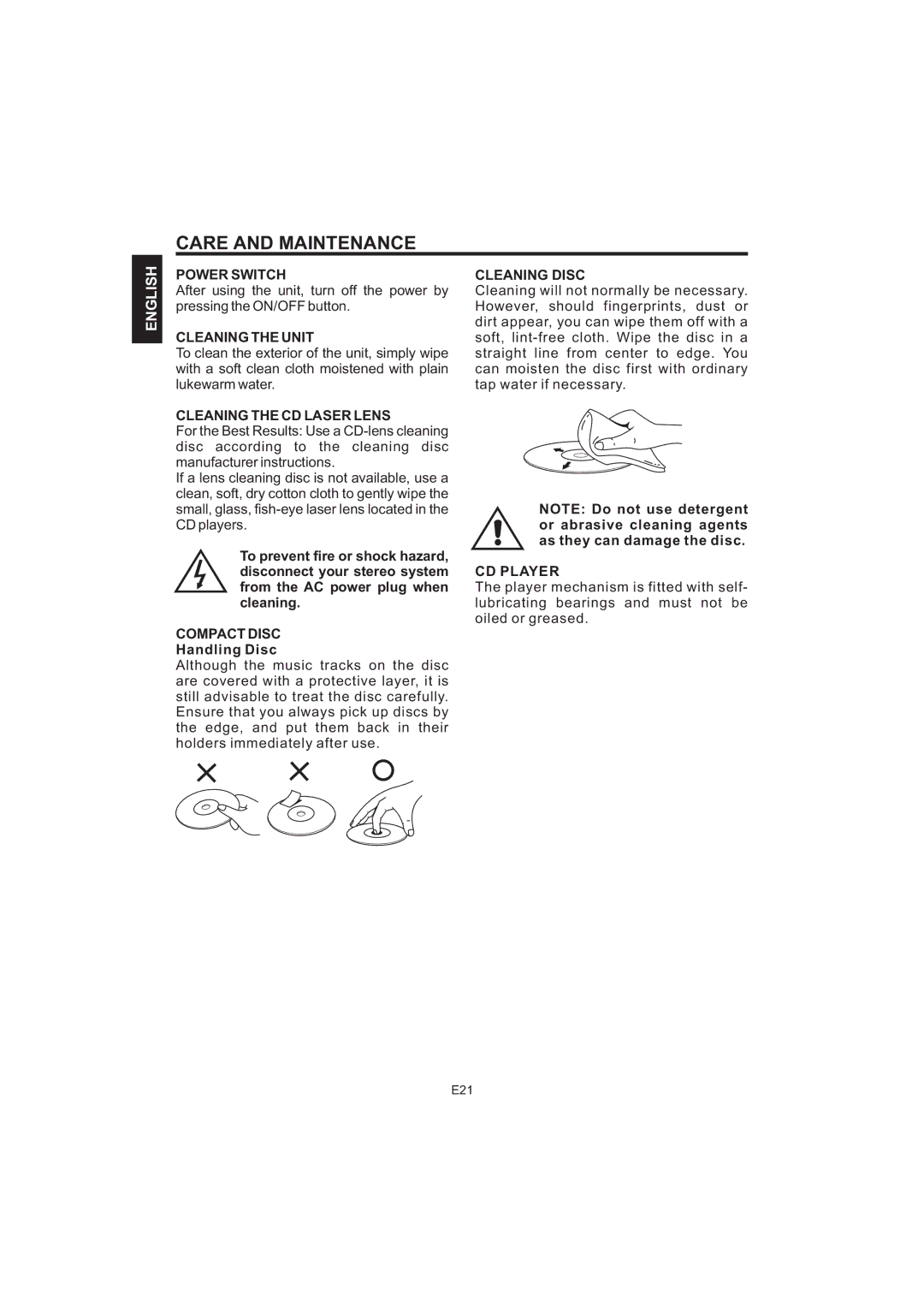 The Singing Machine iSM-1010 manual Care and Maintenance 