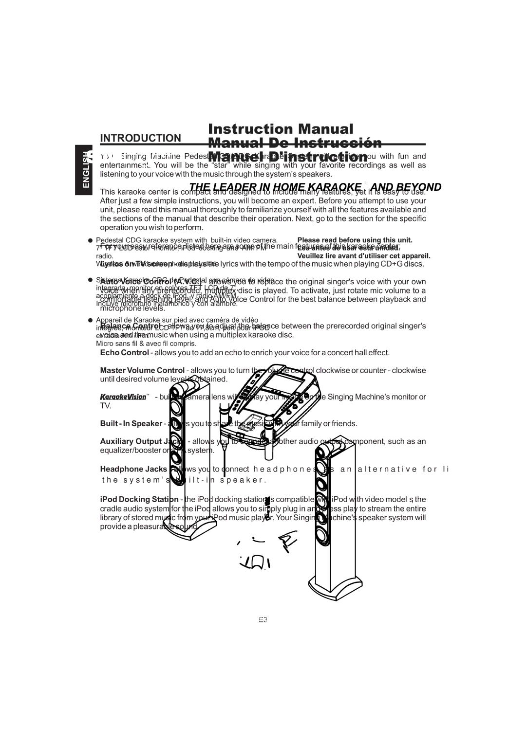 The Singing Machine iSM-1010 manual Introduction 